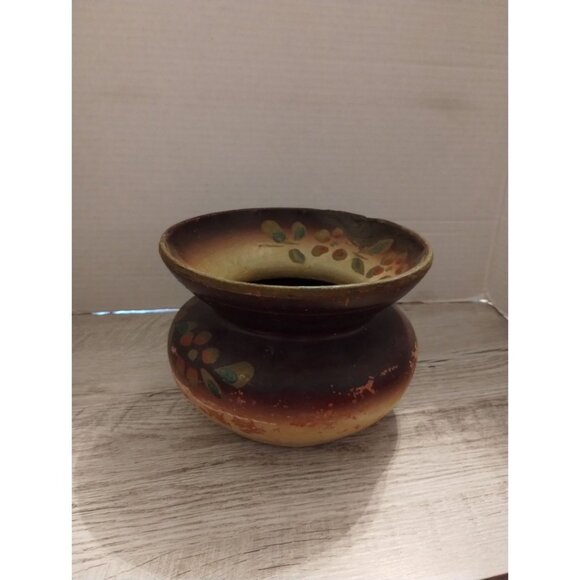 Vintage Hand-Painted Ceramic Floral Vase 7.5" X 5" Rustic Decor - Picture 5 of 6